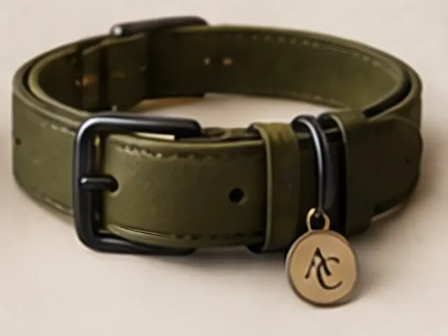 Collar artesanal de cuero: Oliva · negro mate